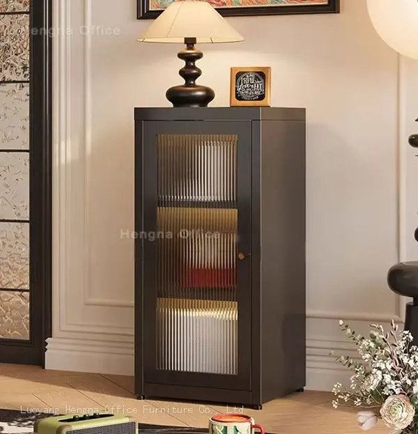 Three layer Black Fluted Glass Bookcase