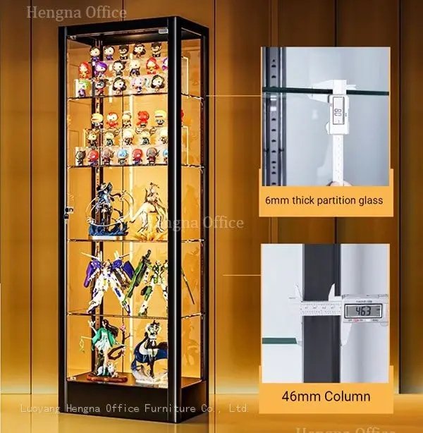 the details of display cabinet quality: 6mm thick partition glass and 46mm column