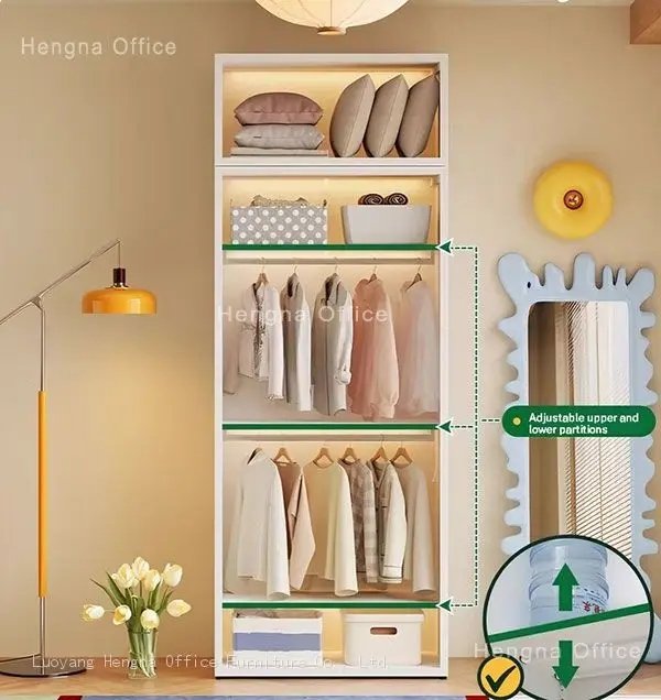 The white metal cabinet with adjustable layers