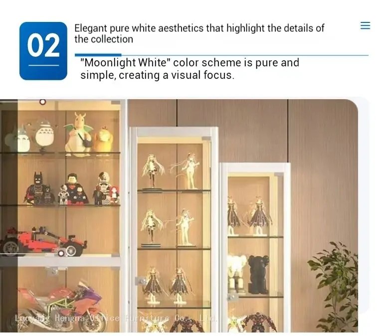 Glass cabinet: Moon light white color scheme id pure and simple, creating a visual focus