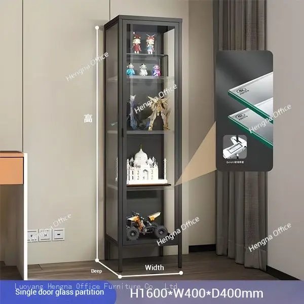 The single door glass cabinet size: H1600*W400*D400mm