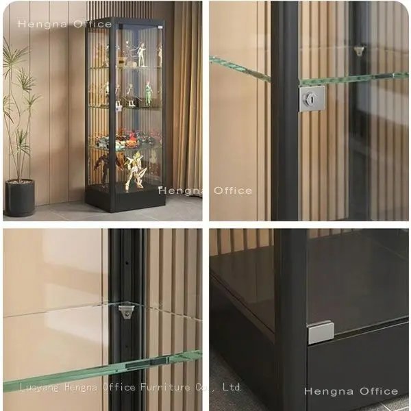 Showing the display cabinet with lock, 3C temperatured glass and thickened column