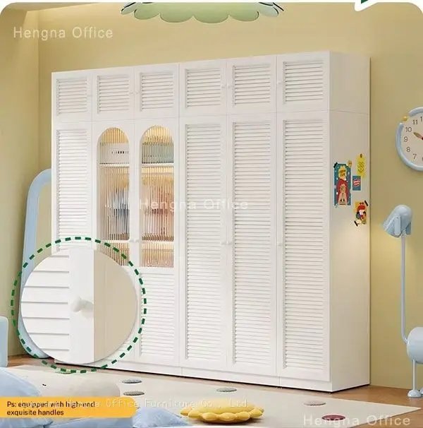 Classic white Metal Wardrobe Armoire with same color high-end handles