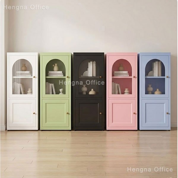 Arched Fluted Glass Sideboard with 60KG Shelves — Hotel Room Storage Solution | 5 Colors Customizable 2 Steel sideboard available in five colors: dusty blue, black, white, sakura pink, and sage green