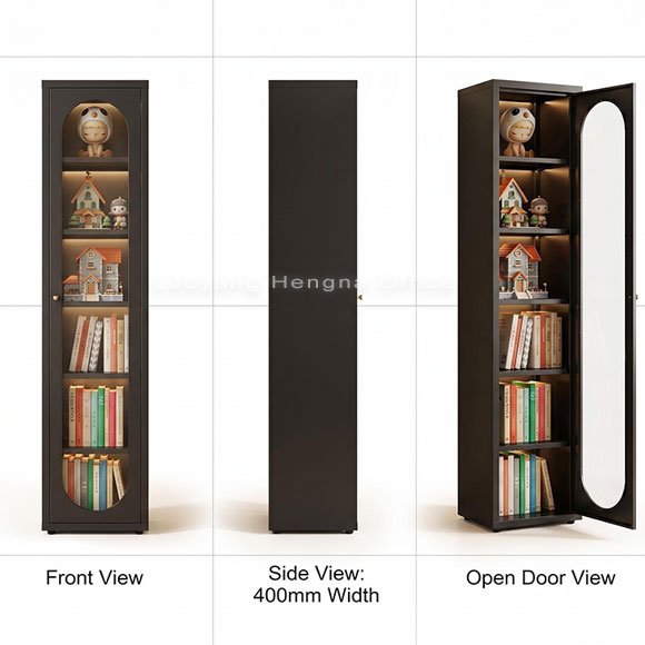 3C tempered glass door option steel bookcase fully transparent glass front