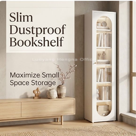Glass Door Bookcase for Hotel Guest Room — Compact Steel Storage Cabinet with Lockable Door 5 Glass Door Bookcase for Hotel Guest Room — Compact Steel Storage Cabinet with Lockable Door
