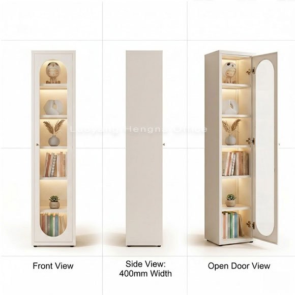 Glass Door Bookcase for Hotel Guest Room — Compact Steel Storage Cabinet with Lockable Door 2 Compact steel storage cabinet with tempered glass door front view